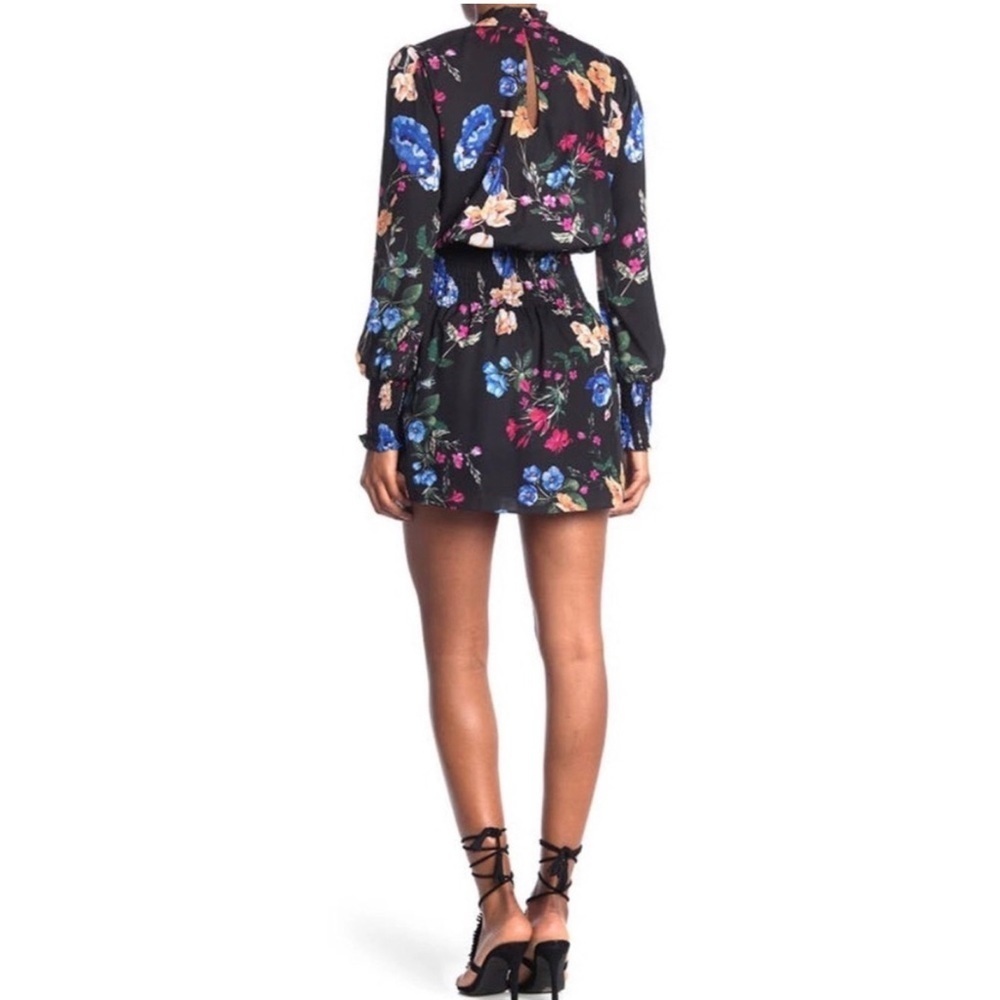 Nwt Parker Floral Mock Neck Smocked Waist Black Calla Long Sleeves Dress Small — image 8 of 8